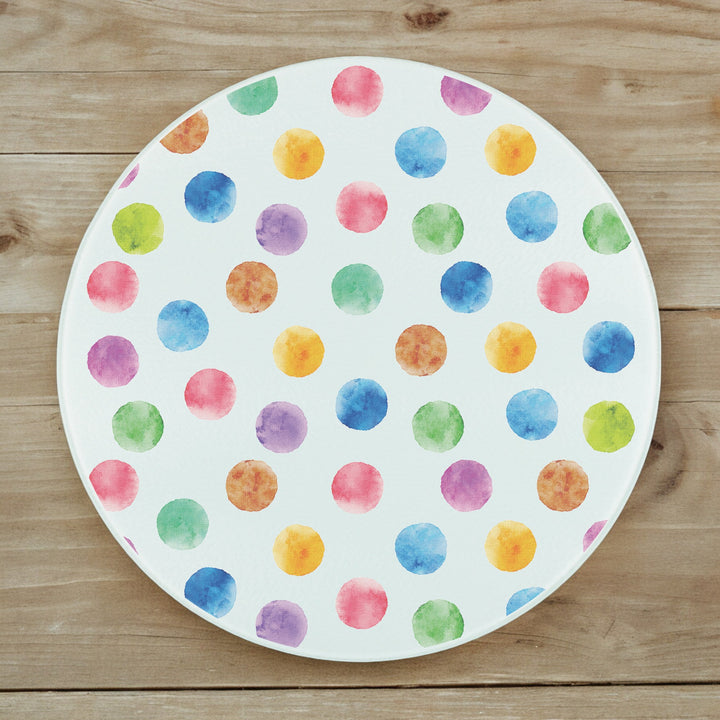 Purely Home Multicoloured Polka Dots Round Glass Worktop Protector