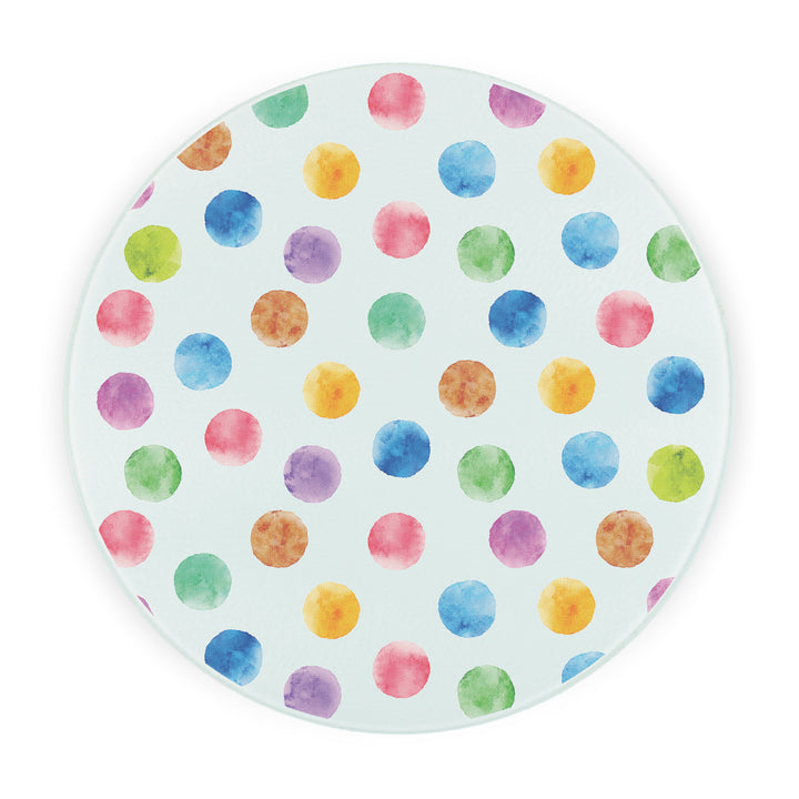 Purely Home Multicoloured Polka Dots Round Glass Worktop Protector