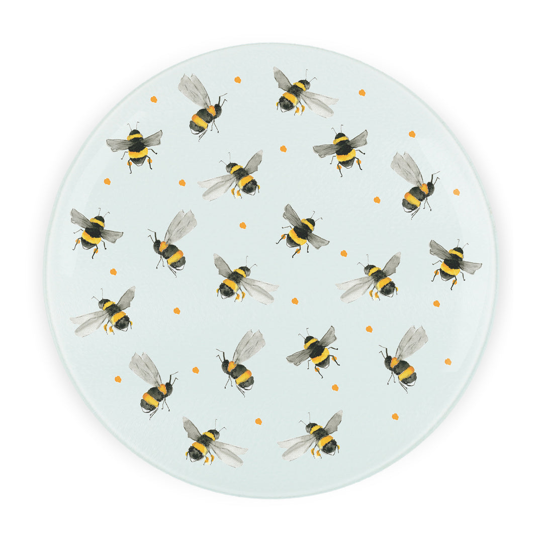 Purely Home Scattered Bees Round Glass Worktop Protector