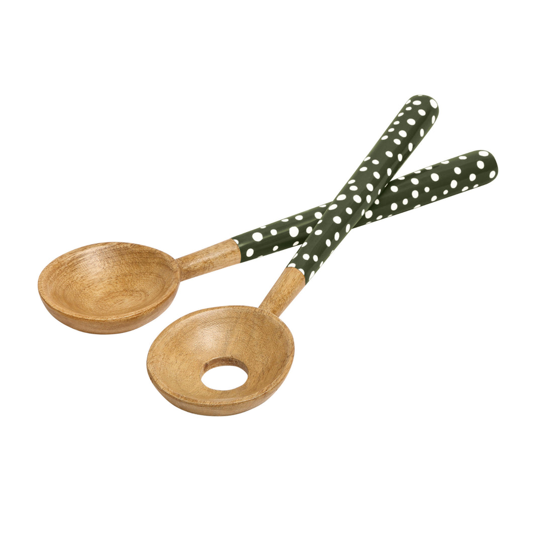 Dexam Sintra Mango Wood Salad Servers - Olive Green