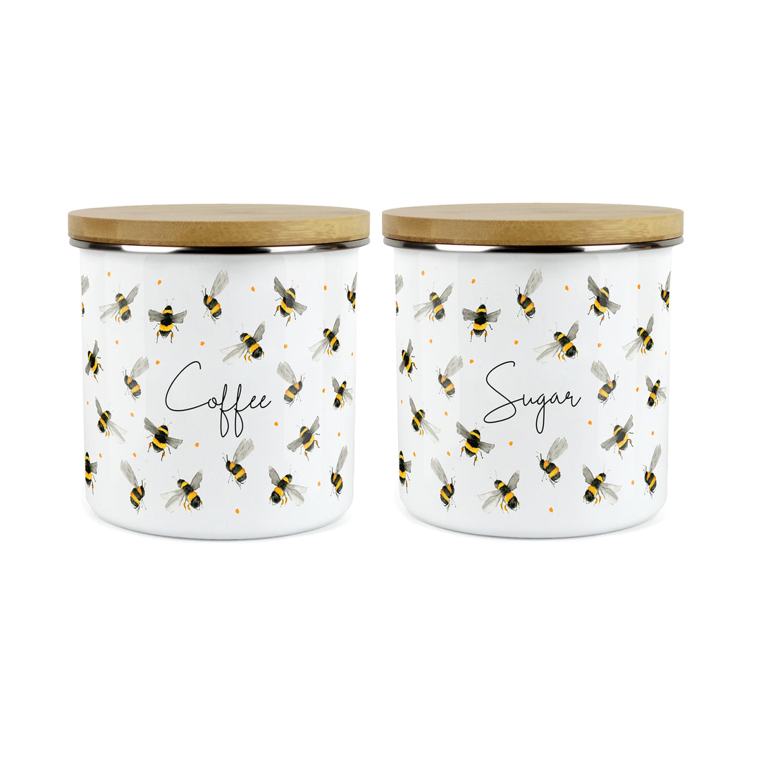 Purely Home Scattered Bees Enamel Kitchen Canister Sets