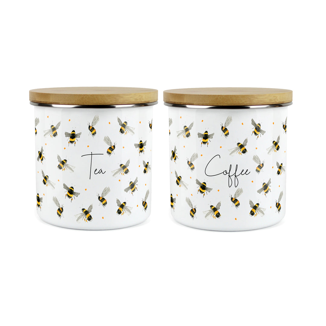 Purely Home Scattered Bees Enamel Kitchen Canister Sets