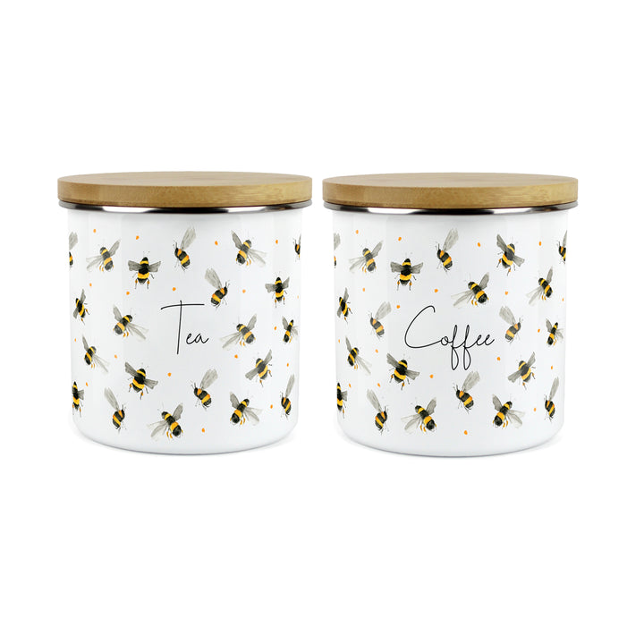 Purely Home Scattered Bees Enamel Kitchen Canister Sets