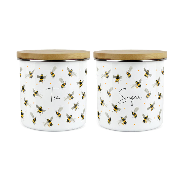 Purely Home Scattered Bees Enamel Kitchen Canister Sets