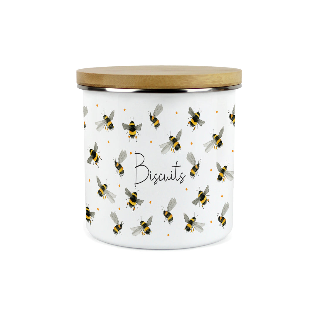 Purely Home Scattered Bees Enamel Biscuit Canister