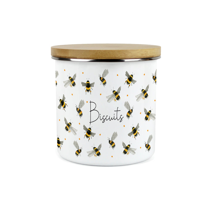 Purely Home Scattered Bees Enamel Biscuit Canister