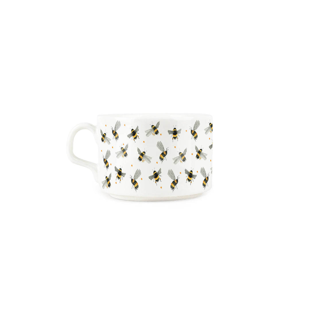 Purely Home Scattered Bees Porcelain Teacup & Saucer Set