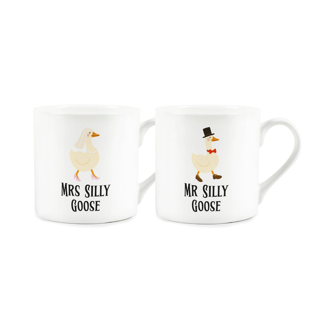 Purely Home Silly Goose Wedding Bone China Mugs Set