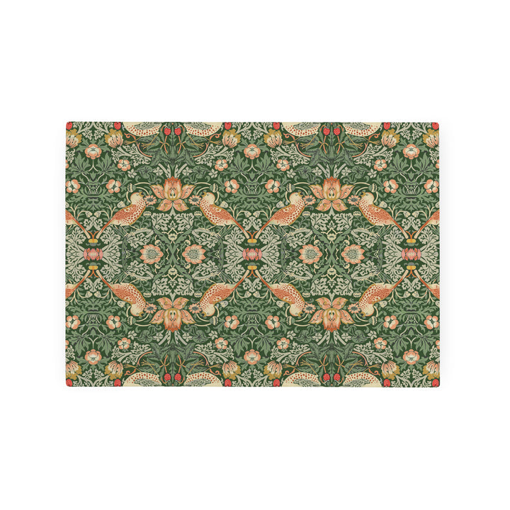 Purely Home Strawberry Thief Glass Worktop Protector - Green