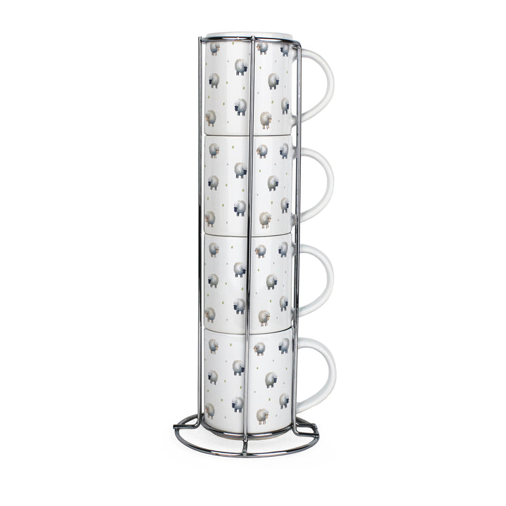 Purely Home Spring Sheep Stacking Mugs Set