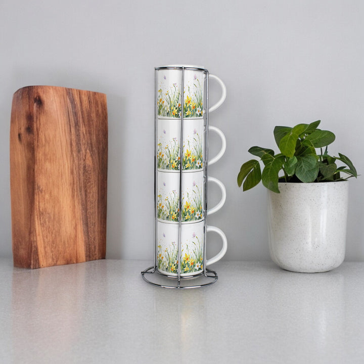 Purely Home Spring Daffodils Stacking Mugs Set