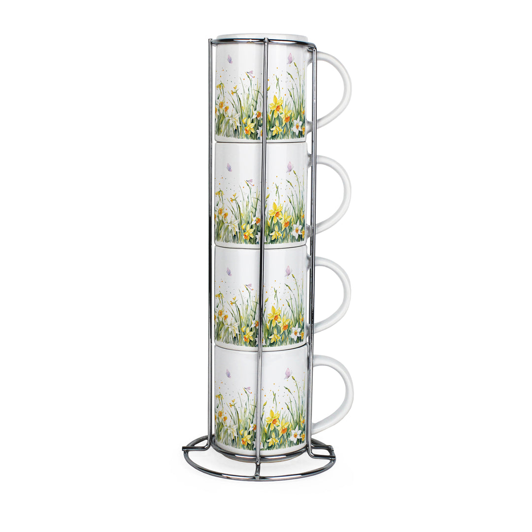 Purely Home Spring Daffodils Stacking Mugs Set