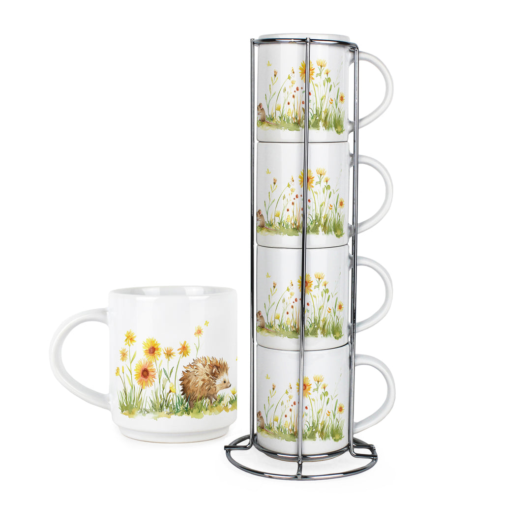 Purely Home Hedgehog & Mouse Stacking Mugs Set
