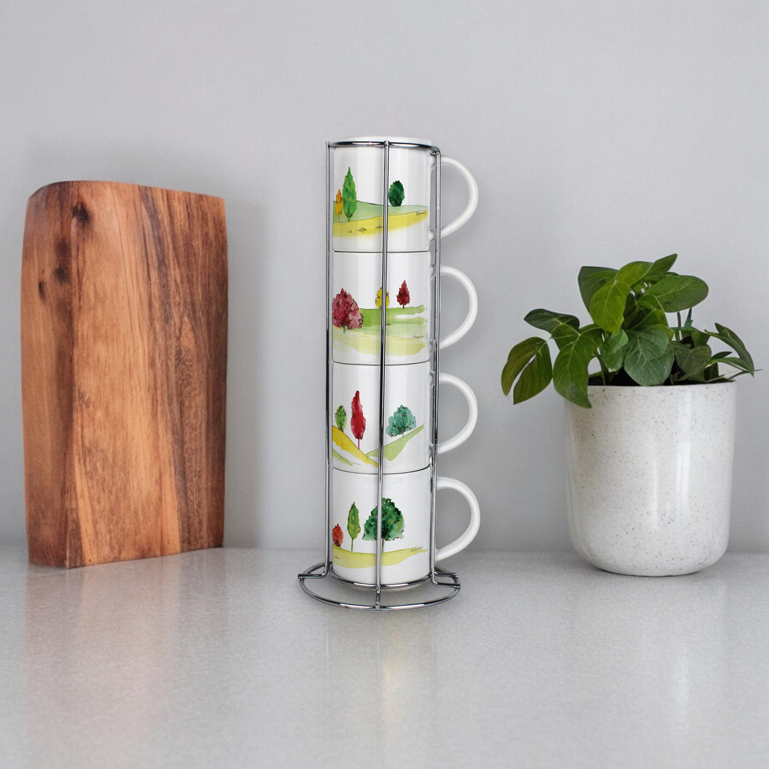Purely Home English Landscapes Stacking Mugs Set