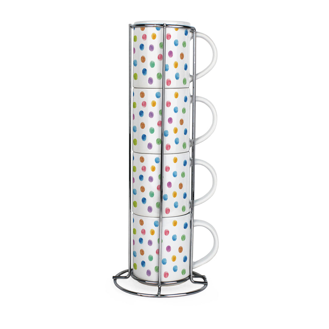 Purely Home Multicoloured Polka Dots Stacking Mugs Set