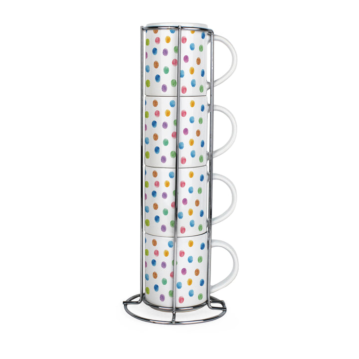 Purely Home Multicoloured Polka Dots Stacking Mugs Set