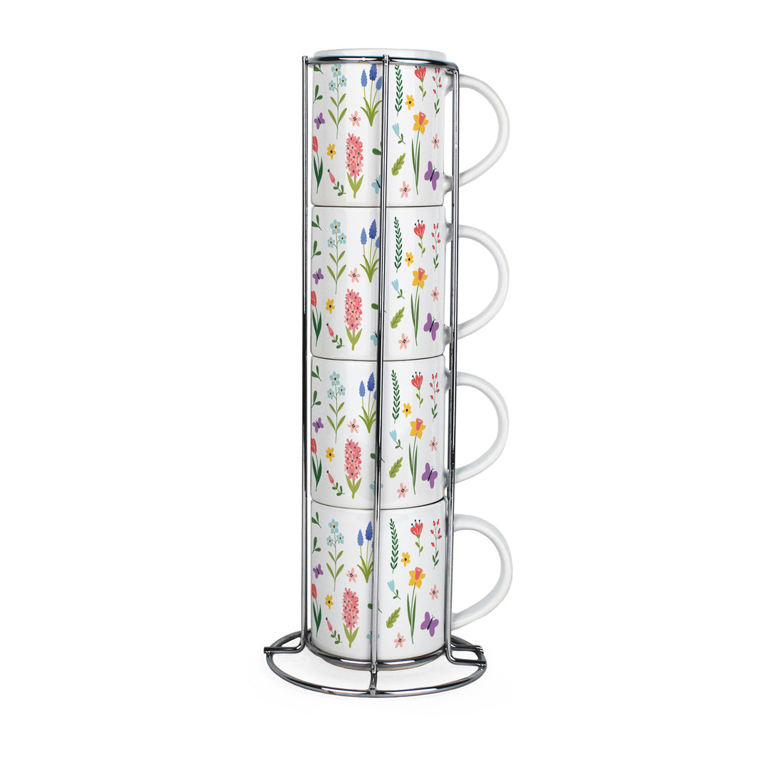Purely Home Spring Flowers Stacking Mugs Set