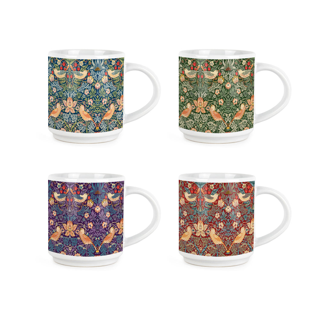 Purely Home Strawberry Thief Stacking Mugs Set