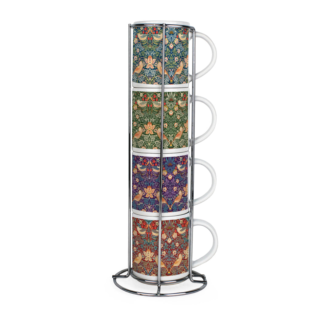 Purely Home Strawberry Thief Stacking Mugs Set