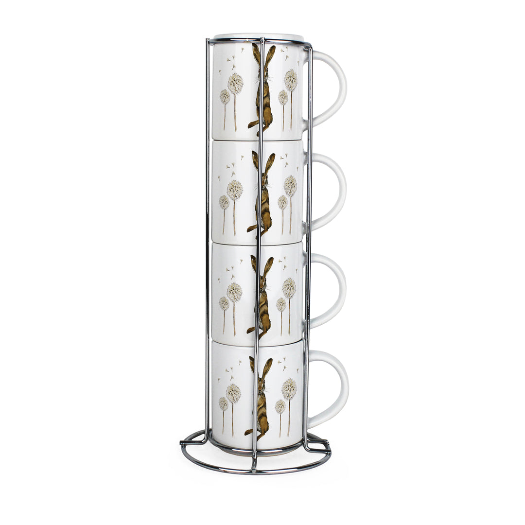 Purely Home Hare & Dandelions Stacking Mugs Set