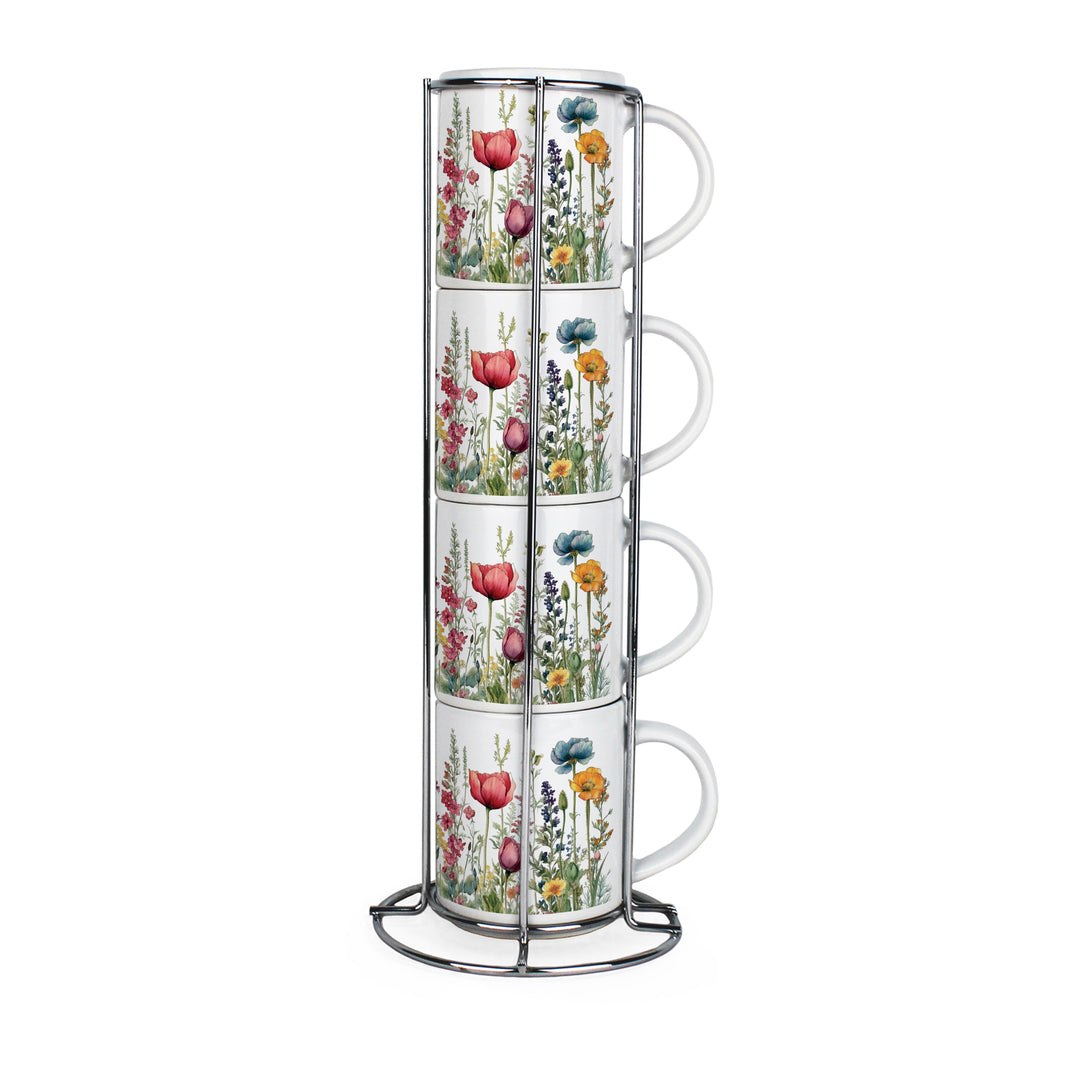 Purely Home Wildflowers Stacking Mugs Set