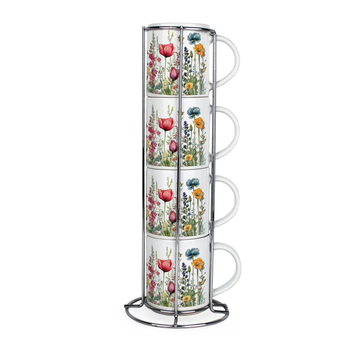 Purely Home Wildflowers Stacking Mugs Set