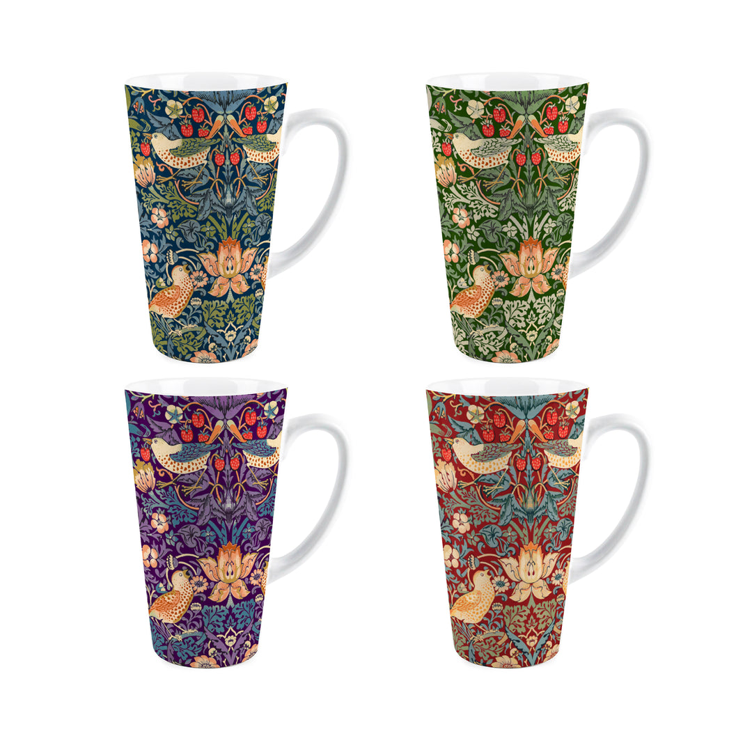 Purely Home Strawberry Thief Tall Ceramic Latte Mugs