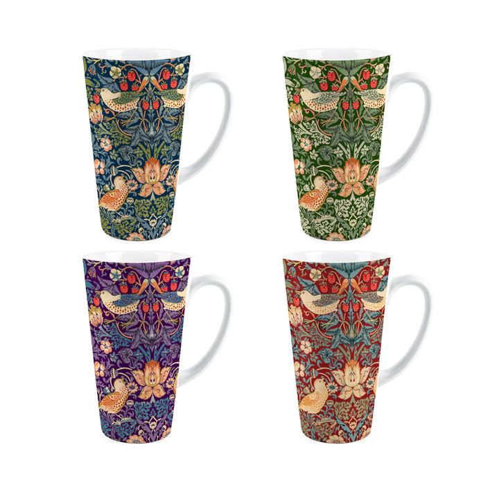 Purely Home Strawberry Thief Tall Ceramic Latte Mugs