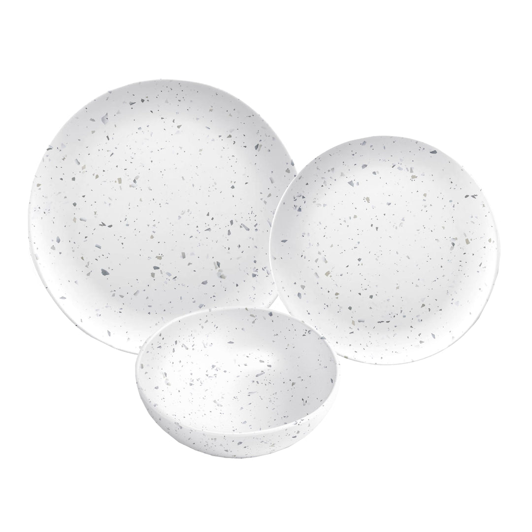 White Terrazzo Melamine Dinnerware Set