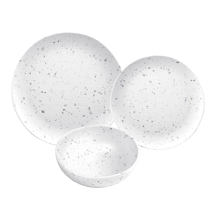 White Terrazzo Melamine Dinnerware Set