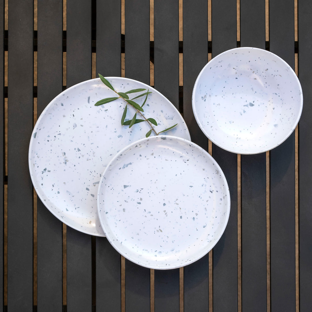 White Terrazzo Melamine Dinnerware Set