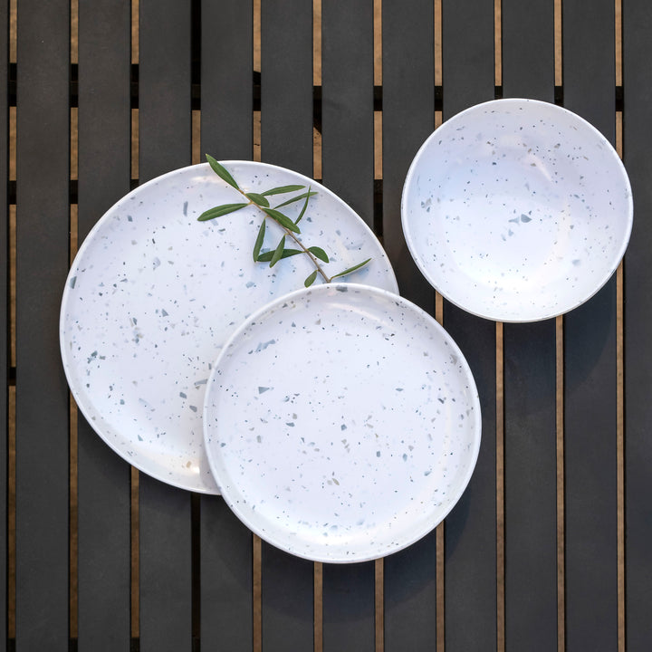 White Terrazzo Melamine Dinnerware Set