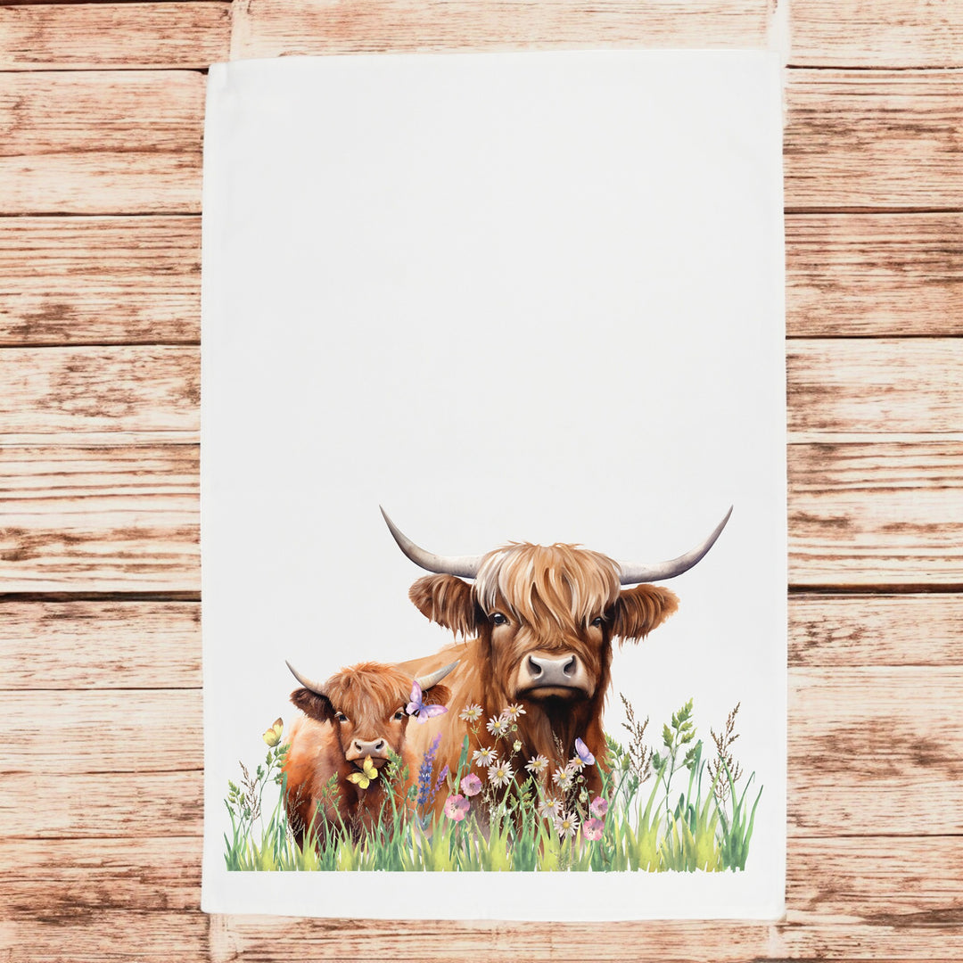 Purely Home Highland Cow & Calf Tea Towels