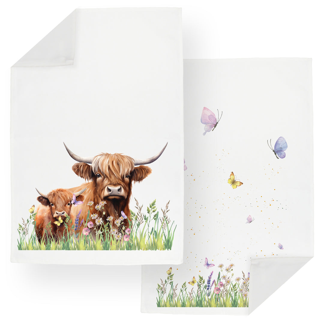 Purely Home Highland Cow & Calf Tea Towels