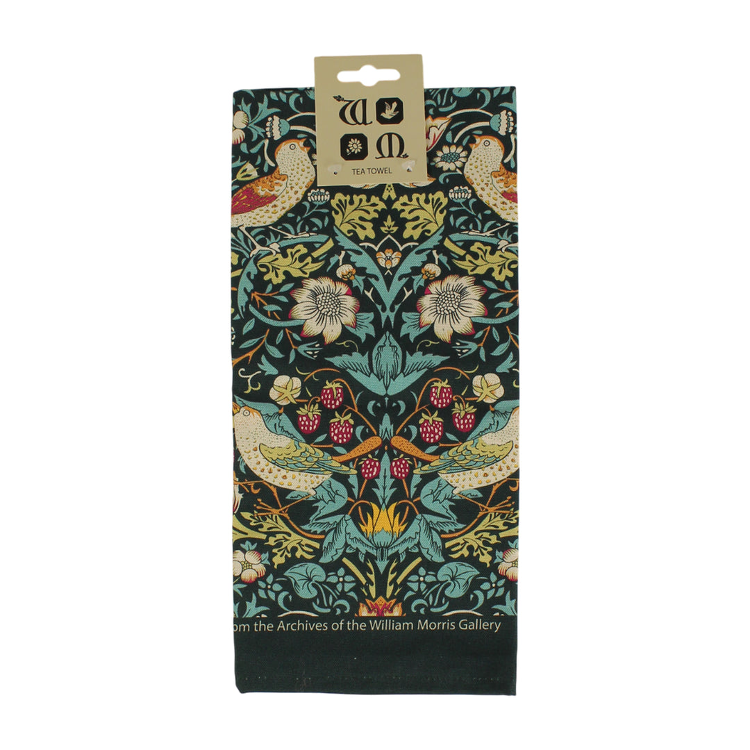 Le Chateau William Morris Strawberry Thief Tea Towel - Dark Green