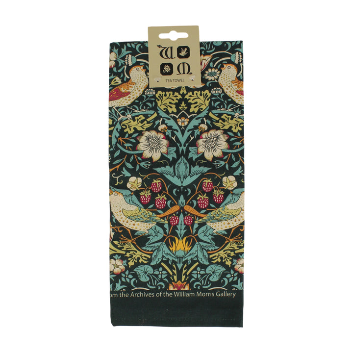 Le Chateau William Morris Strawberry Thief Tea Towel - Dark Green