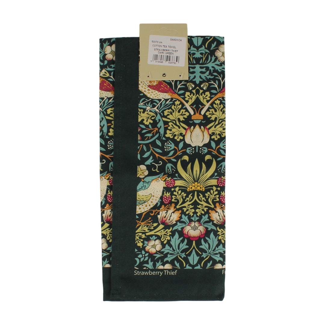Le Chateau William Morris Strawberry Thief Tea Towel - Dark Green