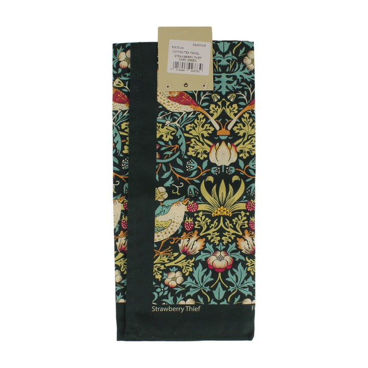 Le Chateau William Morris Strawberry Thief Tea Towel - Dark Green