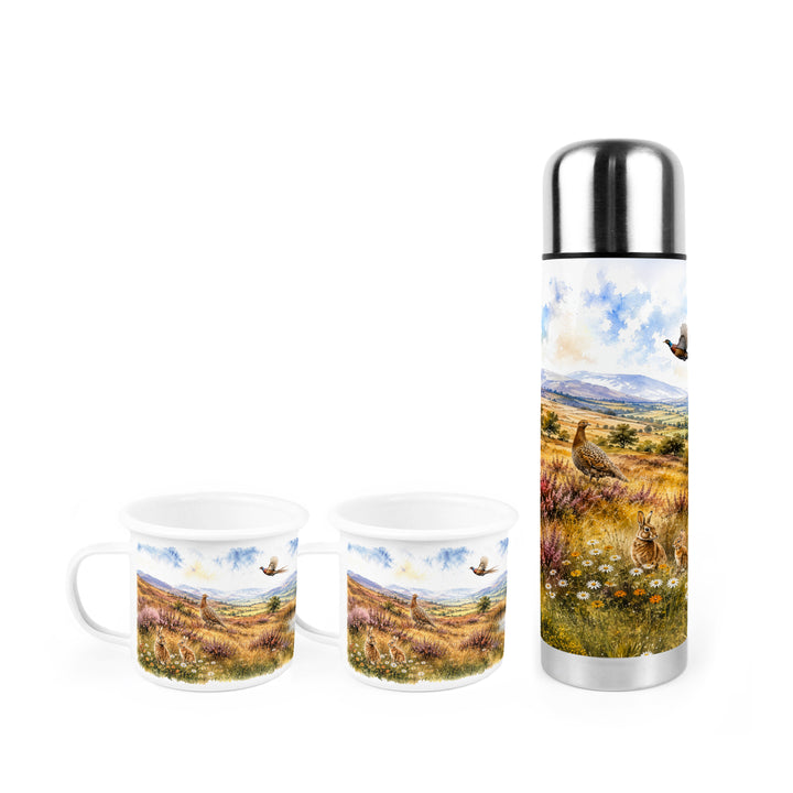 Purely Home Rural Wildlife Flask & Enamel Mug Gift Box Set