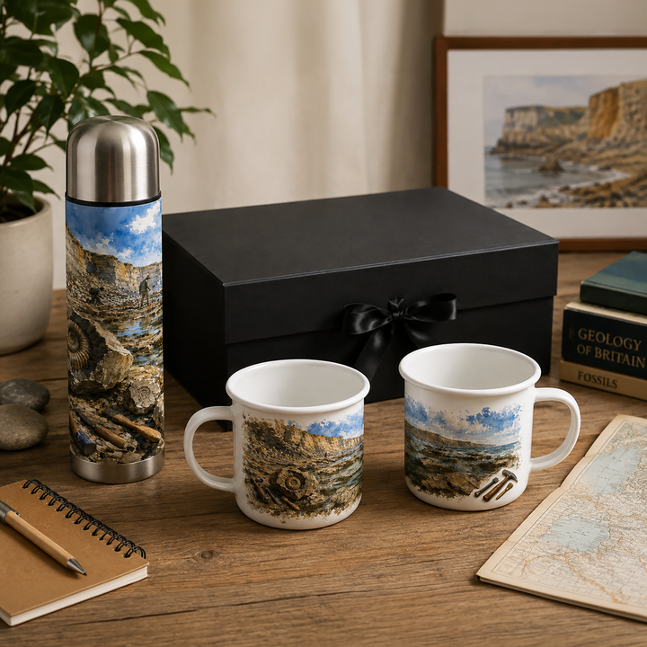 Purely Home Fossil Hunting Flask & Enamel Mug Gift Box Set