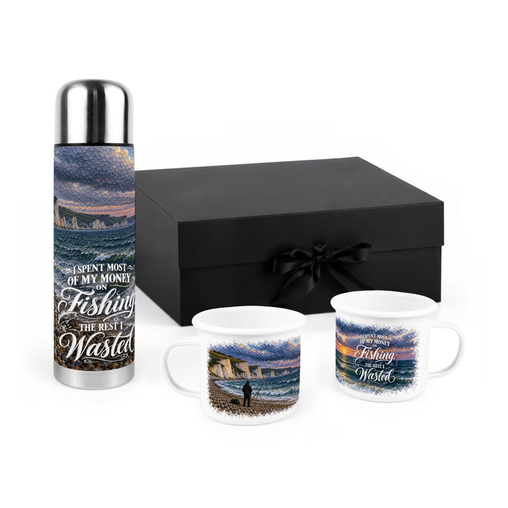 Purely Home Sea Fishing Flask & Enamel Mug Gift Box Set