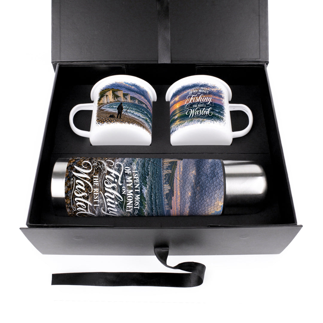 Purely Home Sea Fishing Flask & Enamel Mug Gift Box Set
