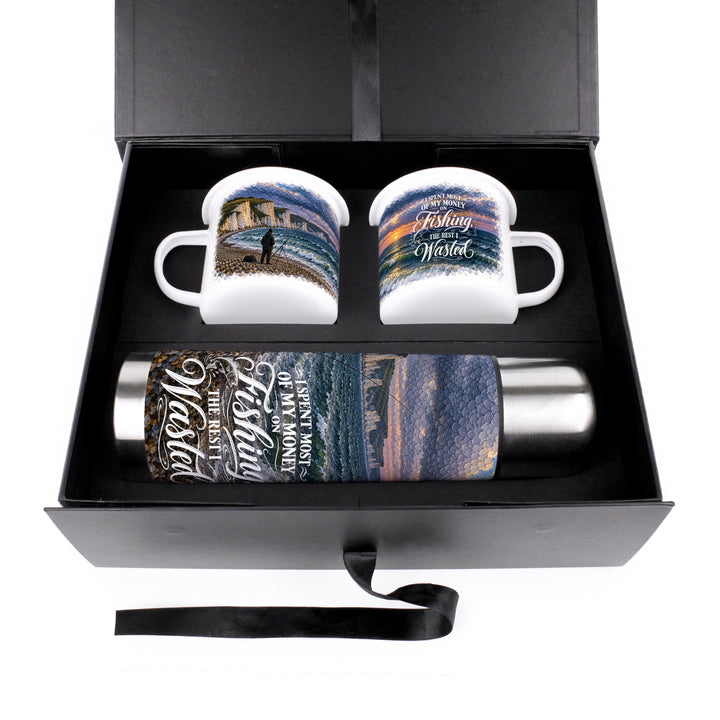 Purely Home Sea Fishing Flask & Enamel Mug Gift Box Set