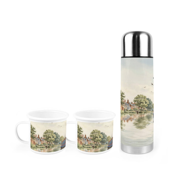 Purely Home Canal Boating Flask & Enamel Mug Gift Box Set