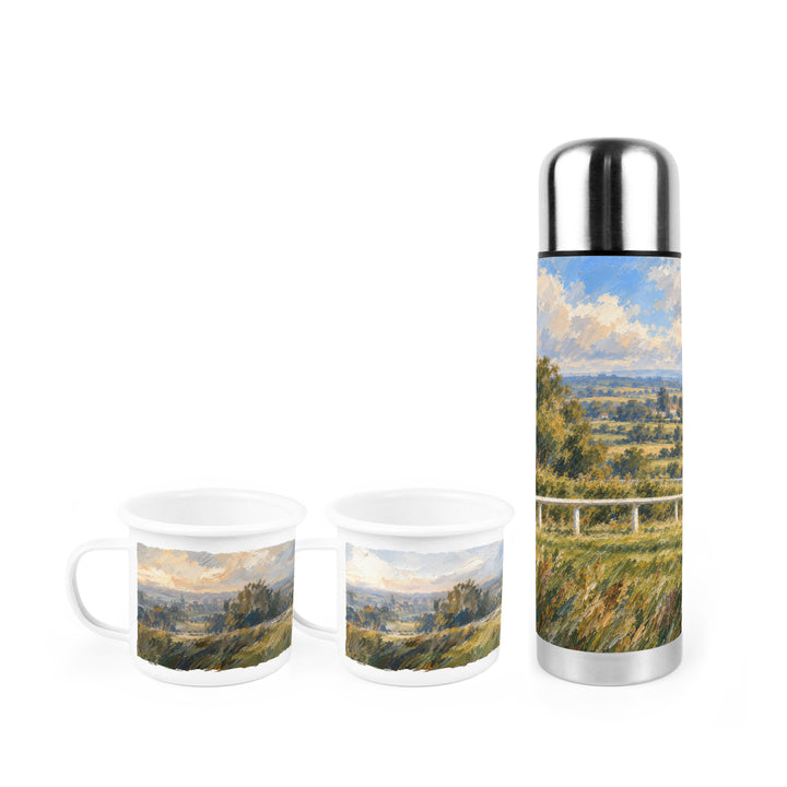 Purely Home Countryside Horse Racing Flask & Enamel Mug Gift Box Set
