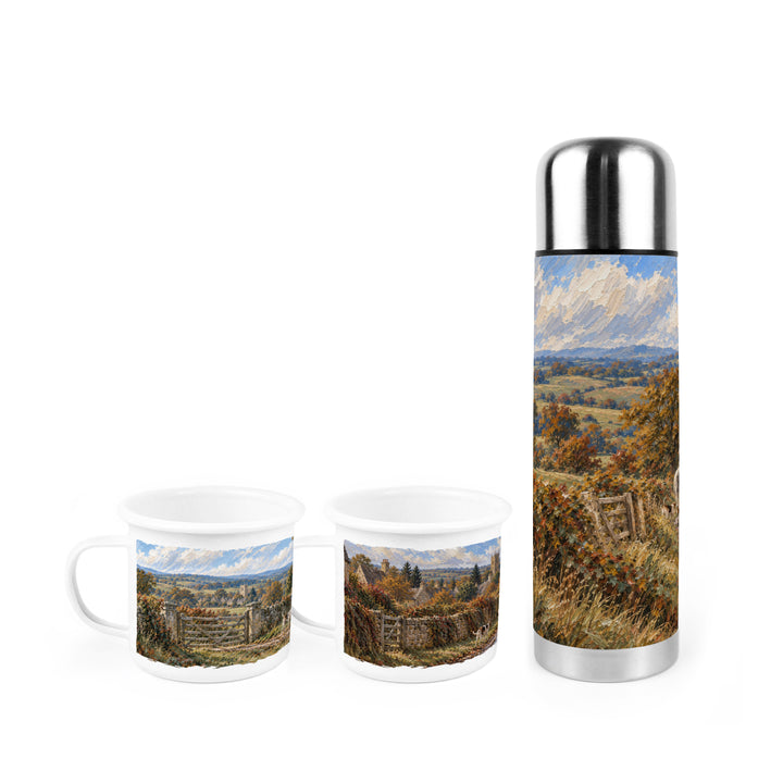 Purely Home Countryside Trail Hunting Flask & Enamel Mug Gift Box Set
