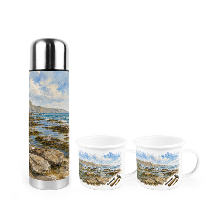 Purely Home Fossil Hunting Flask & Enamel Mug Gift Box Set