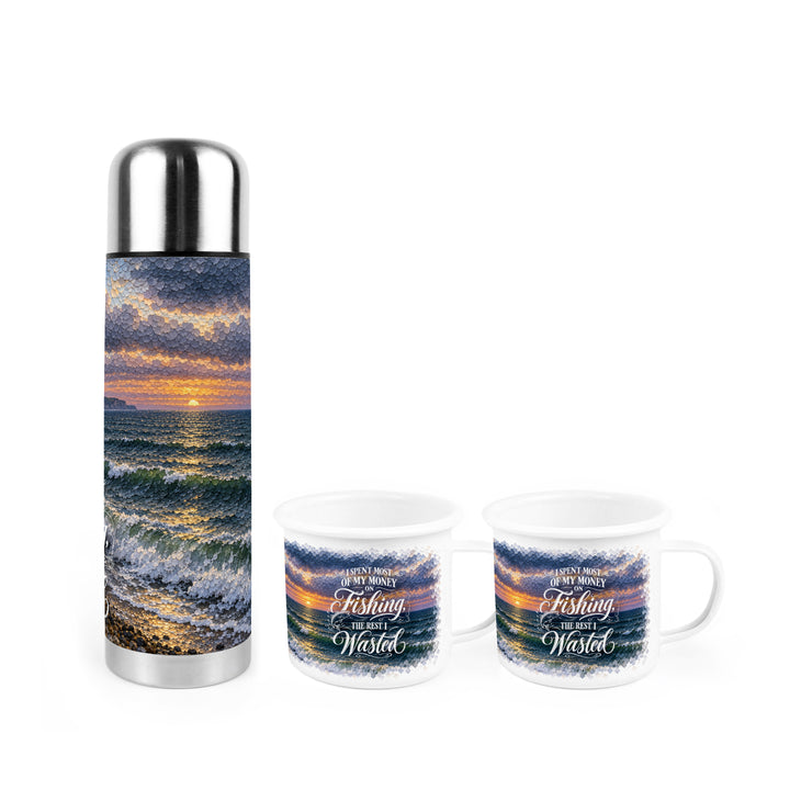 Purely Home Sea Fishing Flask & Enamel Mug Gift Box Set