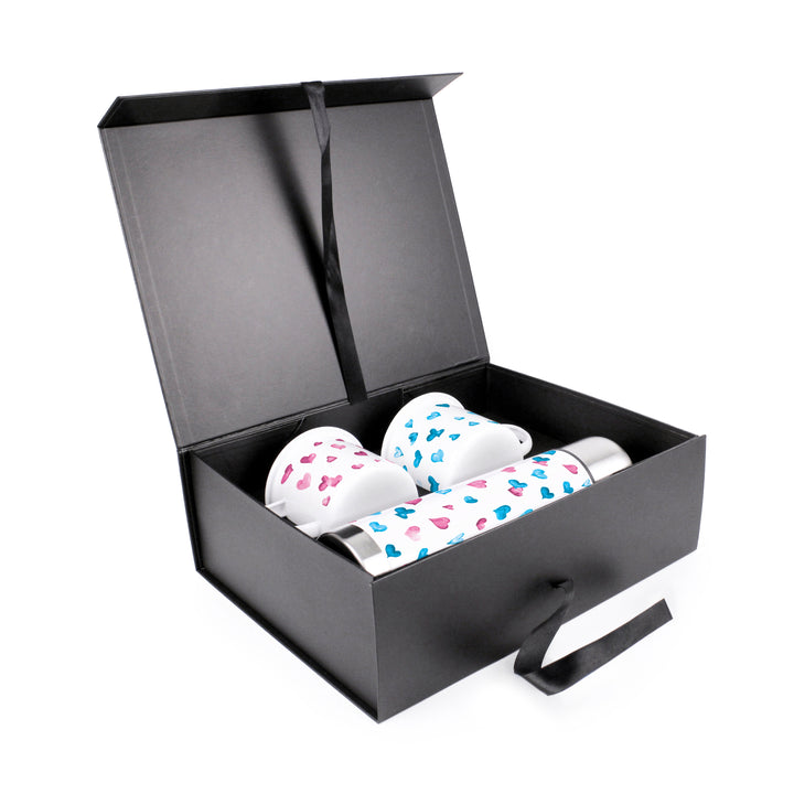 Purely Home Love Hearts Flask & Enamel Mug Gift Box Set