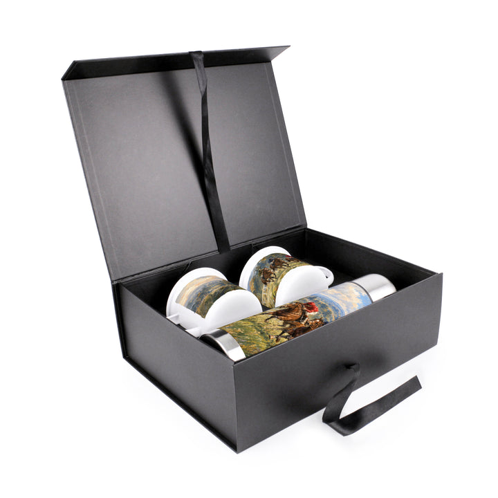 Purely Home Countryside Horse Racing Flask & Enamel Mug Gift Box Set